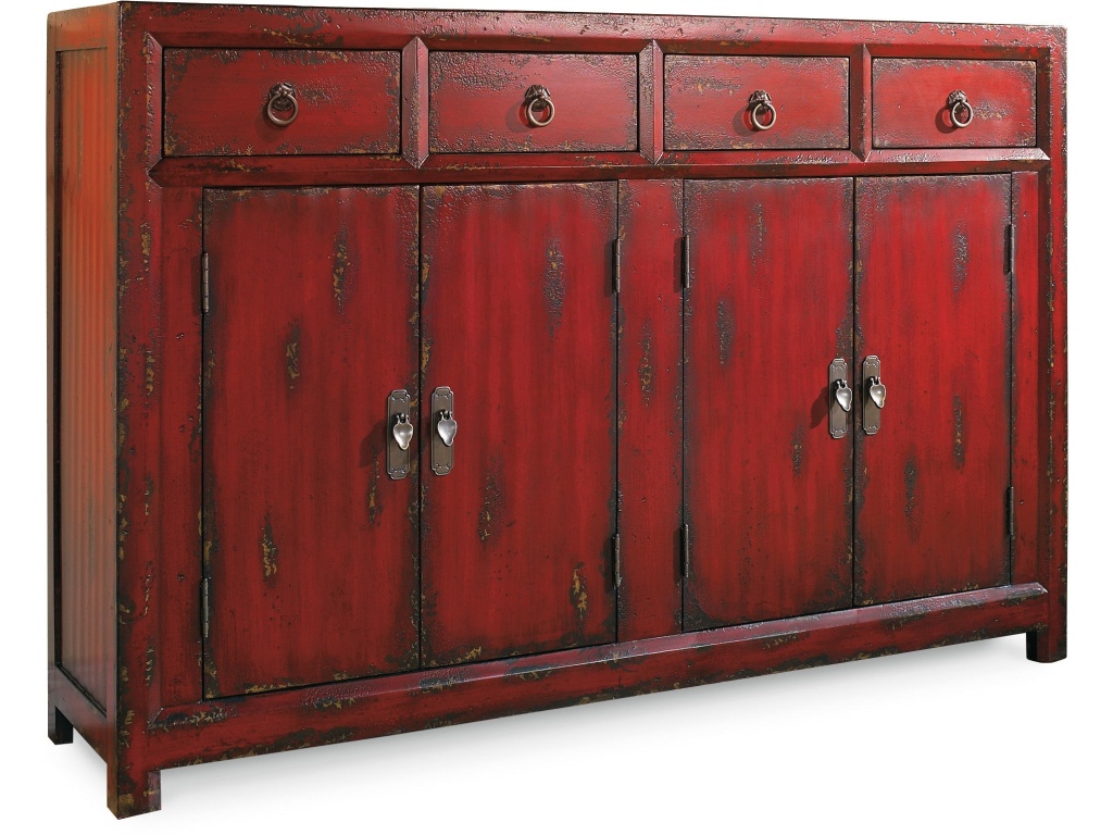 58'' Red Asian Cabinet