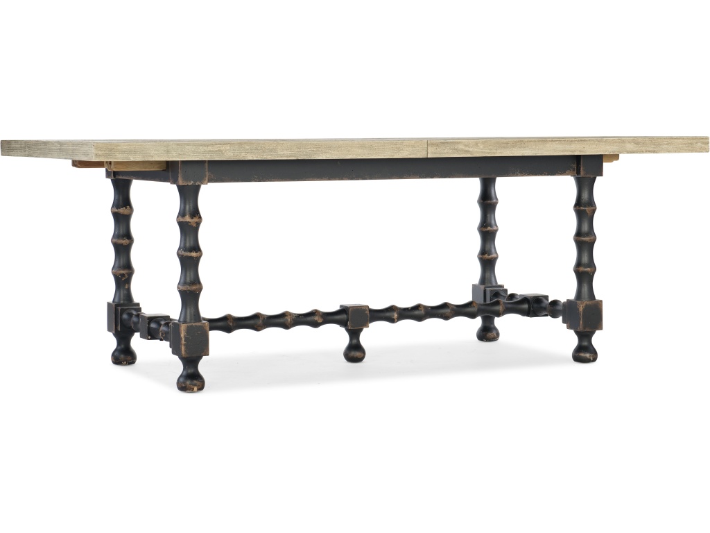 Ciao Bella 84in Trestle Table w/ 2-18in Leaves-Flaky White/Black