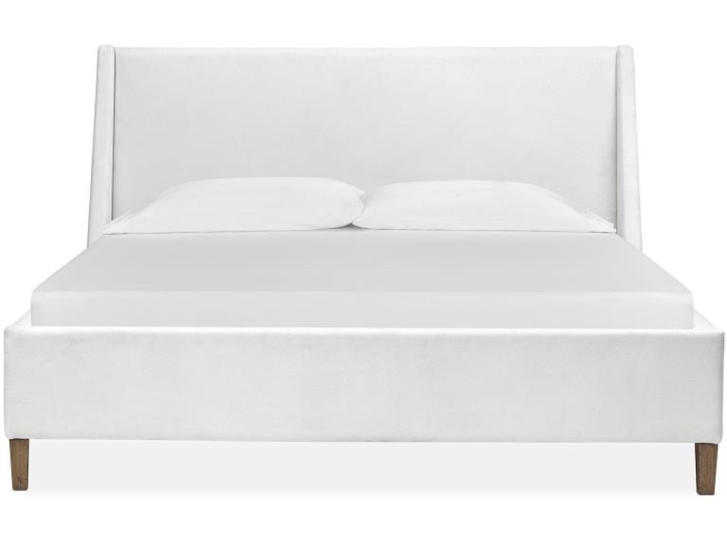 Wood Queen Island Bed White Upholstered Footboard KD