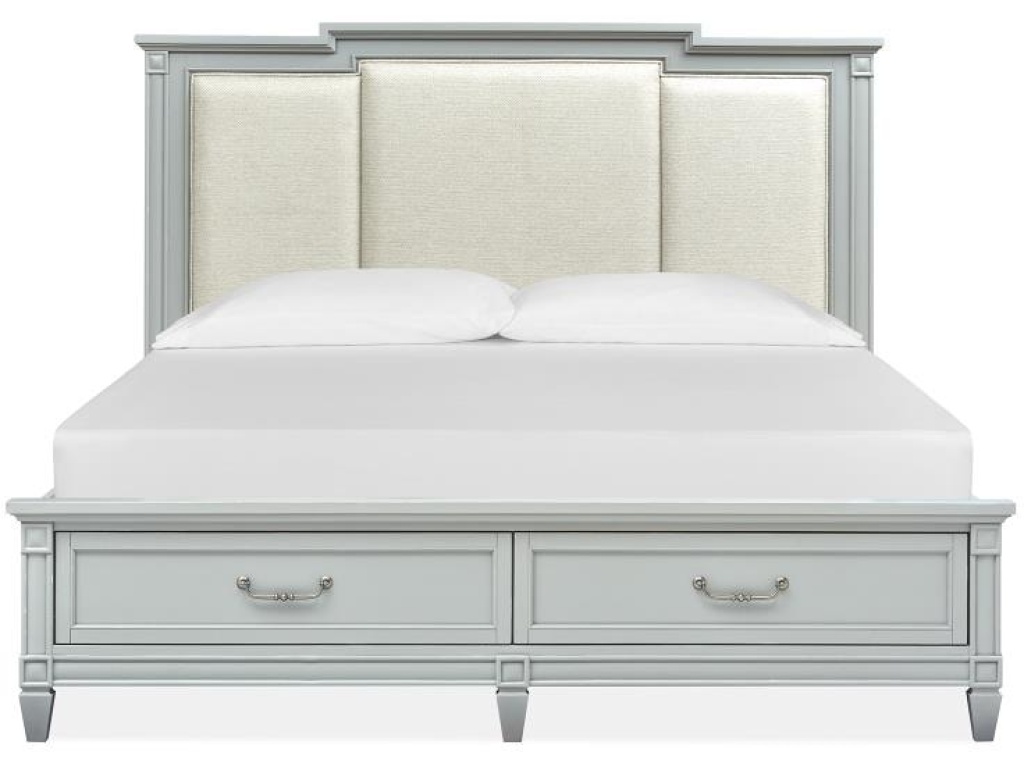 Wood Queen Panel Bed Storage Footboard SU